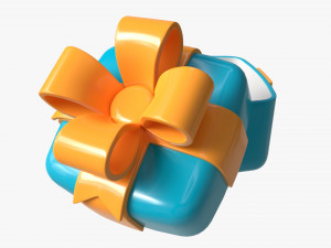 Gift Box with Ribbon Stylized Open 3D Model