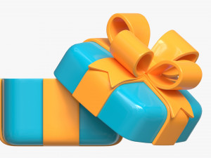 Gift Box with Ribbon Stylized Open 3D Model