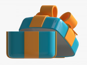 Gift Box with Ribbon Stylized Open 3D Model