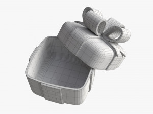 Gift Box with Ribbon Stylized Open 3D Model