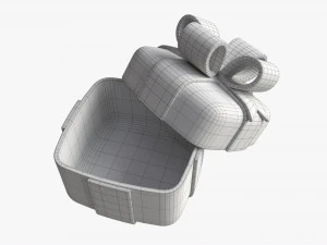 Gift Box with Ribbon Stylized Open 3D Model