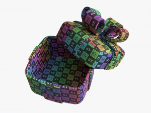 Gift Box with Ribbon Stylized Open 3D Model