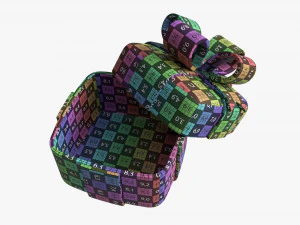 Gift Box with Ribbon Stylized Open 3D Model