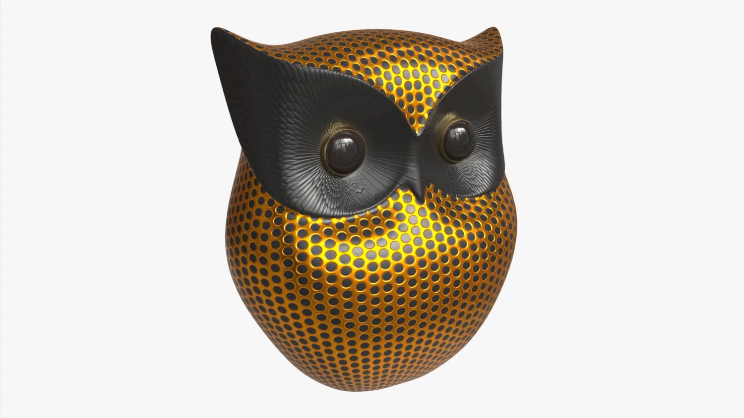 Metal Gold Owl Figurine 3D Model .c4d .max .obj .3ds .fbx .stl .blend 
