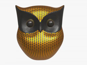 Metal Gold Owl Figurine 3D Model