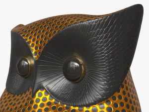 Metal Gold Owl Figurine 3D Model