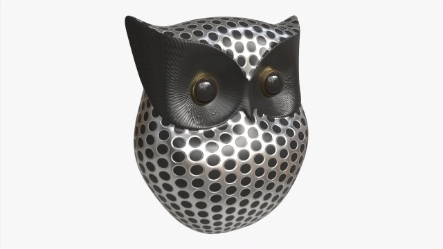 Metal Owl Figurine 3D Model .c4d .max .obj .3ds .fbx .stl .blend 
