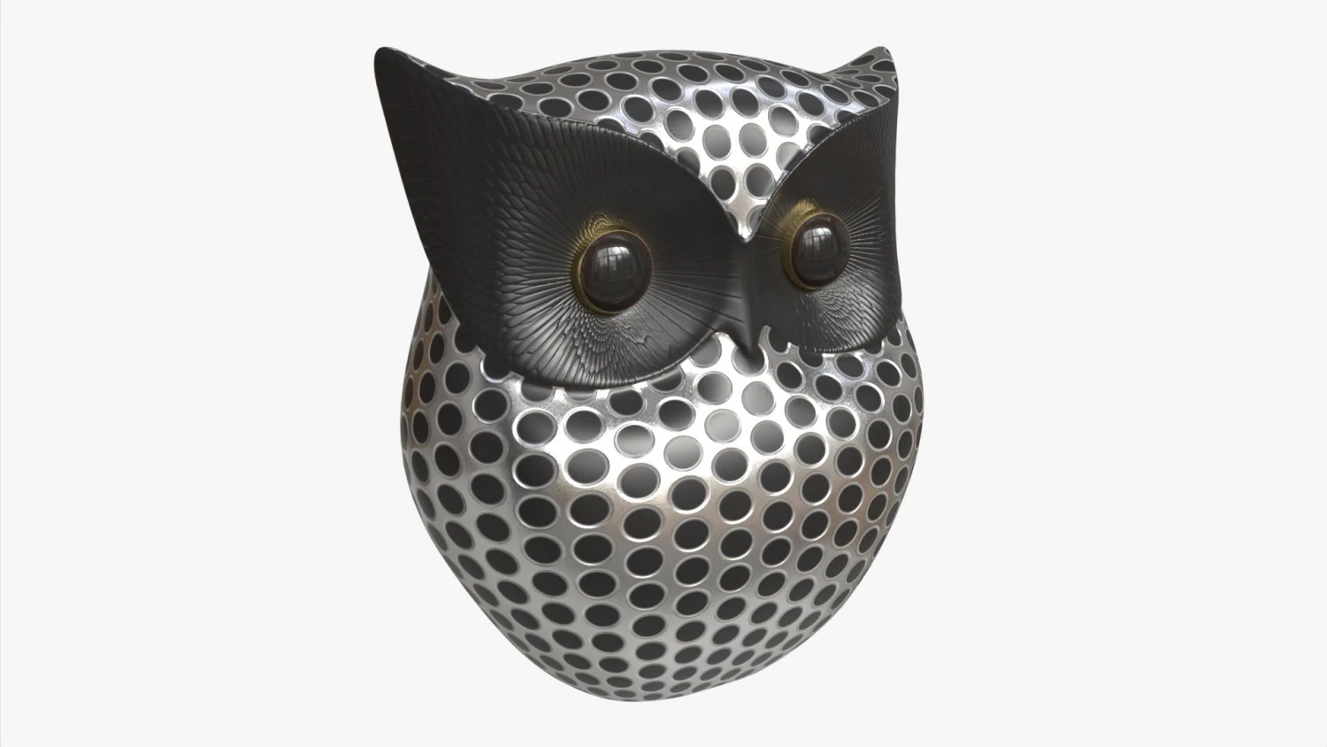 Metal Owl Figurine 3D Model .c4d .max .obj .3ds .fbx .stl .blend 
