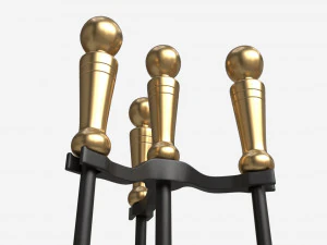 Ensemble de 4 mini outils de chemin&eacute;e Modèle 3D