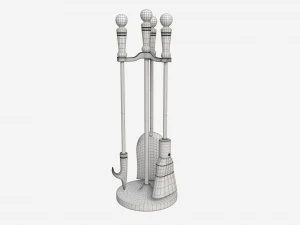 Ensemble de 4 mini outils de chemin&eacute;e Modèle 3D