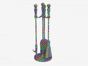 Ensemble de 4 mini outils de chemin&eacute;e Modèle 3D