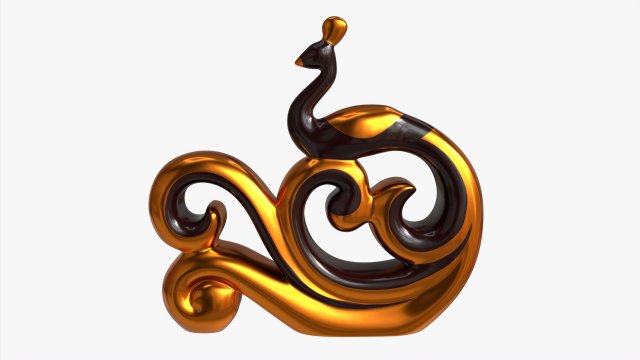 Modern Peacock Ceramic Figurine gold 3D 模型 .c4d .max .obj .3ds .fbx .stl .blend 