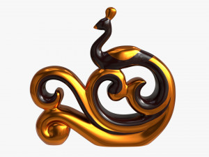 Modern Peacock Ceramic Figurine gold Model 3D