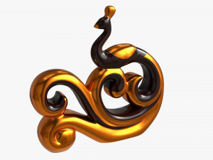 Modern Peacock Ceramic Figurine gold 3D 模型