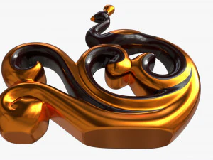 Modern Peacock Ceramic Figurine gold 3D Model