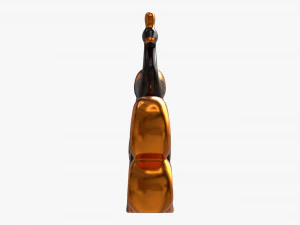 Modern Peacock Ceramic Figurine gold 3D Model