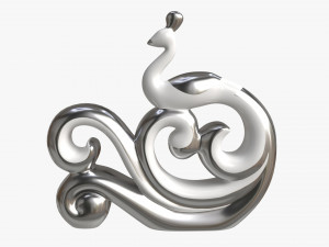 Modern Peacock Ceramic Figurine silver 3D Model