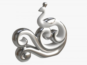 Modern Peacock Ceramic Figurine silver 3D 模型