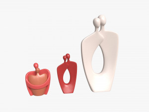 Nordic Simple Style Hug Love Sculptures Ceramic Model 3D