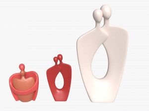 Nordic Simple Style Hug Love Sculptures Ceramic Modello 3D