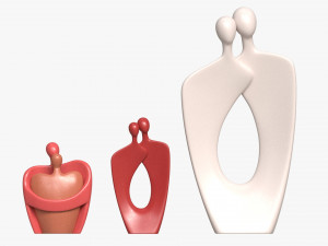 Nordic Simple Style Hug Love Sculptures Ceramic Modello 3D