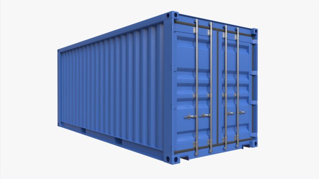 Shipping Container Dry 20-foot Blue Modello 3D .c4d .max .obj .3ds .fbx .stl .blend 