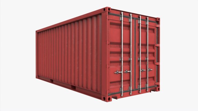 Shipping Container Dry 20-foot Red Dirty Modello 3D .c4d .max .obj .3ds .fbx .stl .blend 