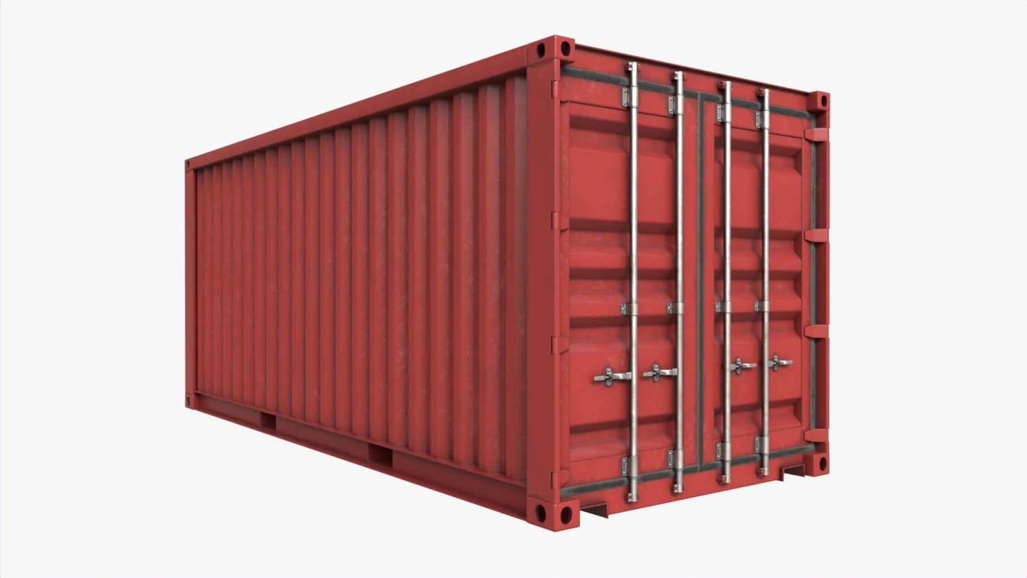 Shipping Container Dry 20-foot Red Dirty 3D Model .c4d .max .obj .3ds .fbx .stl .blend 