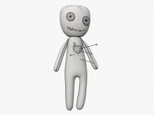 Voodoo Doll Fabric with Pins 3D Model