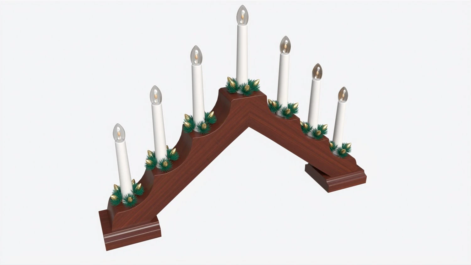 Advent 7-light Candlestick Arc 01 3D Model .c4d .max .obj .3ds .fbx .stl .blend 