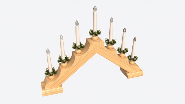 Advent 7-light Candlestick Arc 02 3D Model .c4d .max .obj .3ds .fbx .stl .blend 