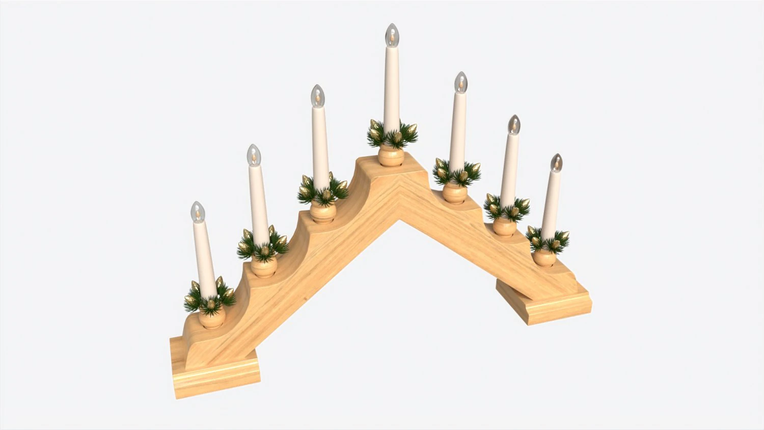 Advent 7-light Candlestick Arc 02 3D Model .c4d .max .obj .3ds .fbx .stl .blend 