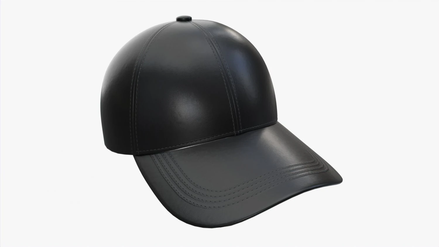 Baseball Cap Leather Mockup Black 3D Model .c4d .max .obj .3ds .fbx .stl .blend