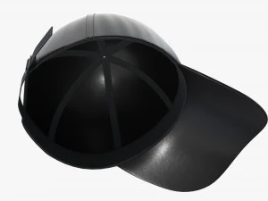 Baseball Cap Leather Mockup Black 3D Model