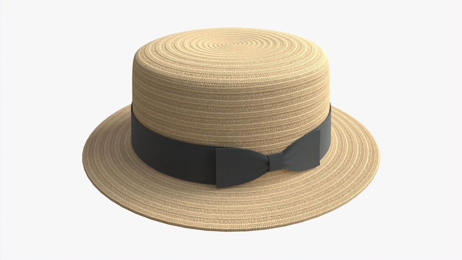 Boater Hat 3D Model .c4d .max .obj .3ds .fbx .stl .blend 