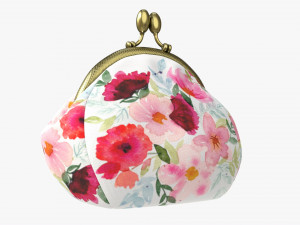Female coin purse 02 with flowers 3D 모델