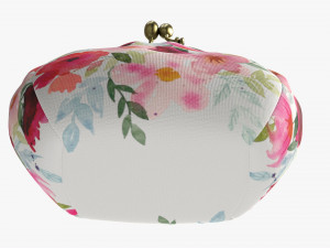 Female coin purse 02 with flowers 3D 모델