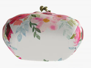 Female coin purse 02 with flowers 3D Model