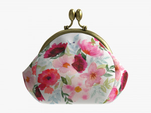 Female coin purse 02 with flowers 3D 모델