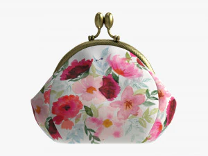 Female coin purse 02 with flowers 3D Model