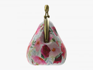Female coin purse 02 with flowers 3D Model
