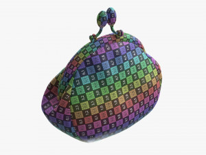 Female coin purse 02 with flowers 3D 모델