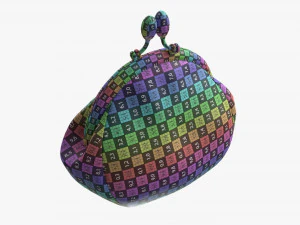 Female coin purse 02 with flowers 3D Model