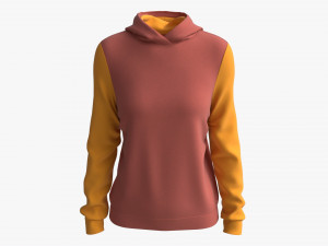 Hoodie for Women Mockup 02 Yelow Red Modelo 3D