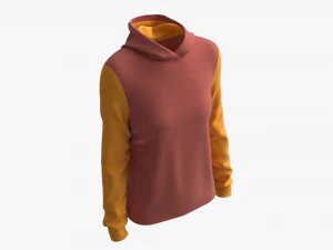 Hoodie for Women Mockup 02 Yelow Red 3D Model