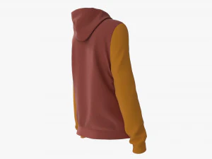 Hoodie for Women Mockup 02 Yelow Red 3D Model