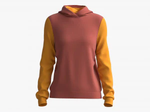 Hoodie for Women Mockup 02 Yelow Red 3D Model