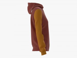 Hoodie for Women Mockup 02 Yelow Red 3D Model