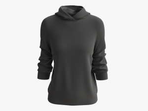 Hoodie for Women Mockup 04 Black Modèle 3D