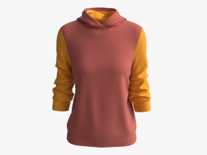 Hoodie for Women Mockup 04 Yellow Red 3D Модель